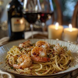 Lemon Garlic Butter Shrimp with Fettuccini